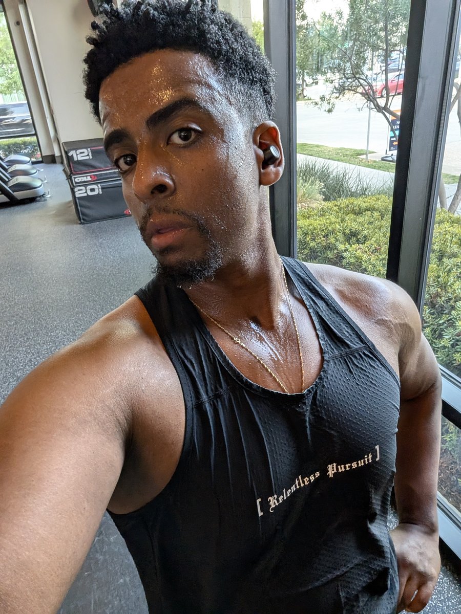 Noah Tesfaye at the gym, ready to train
