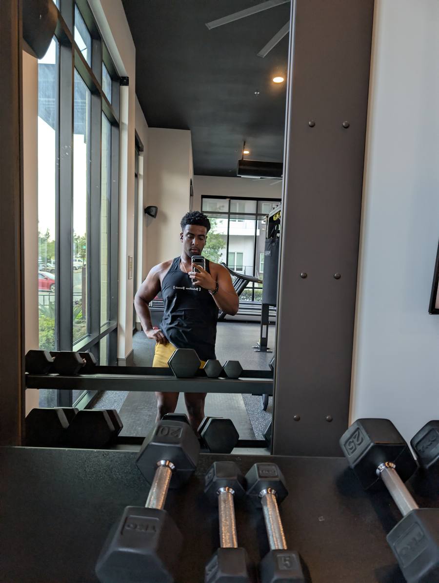 Noah Tesfaye, ACE certified personal trainer, in the gym